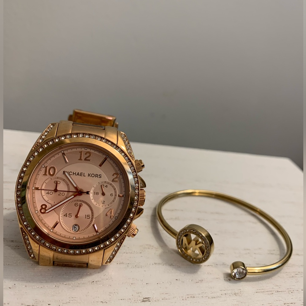 Michael Kors Rose Gold Watch and Bracelet